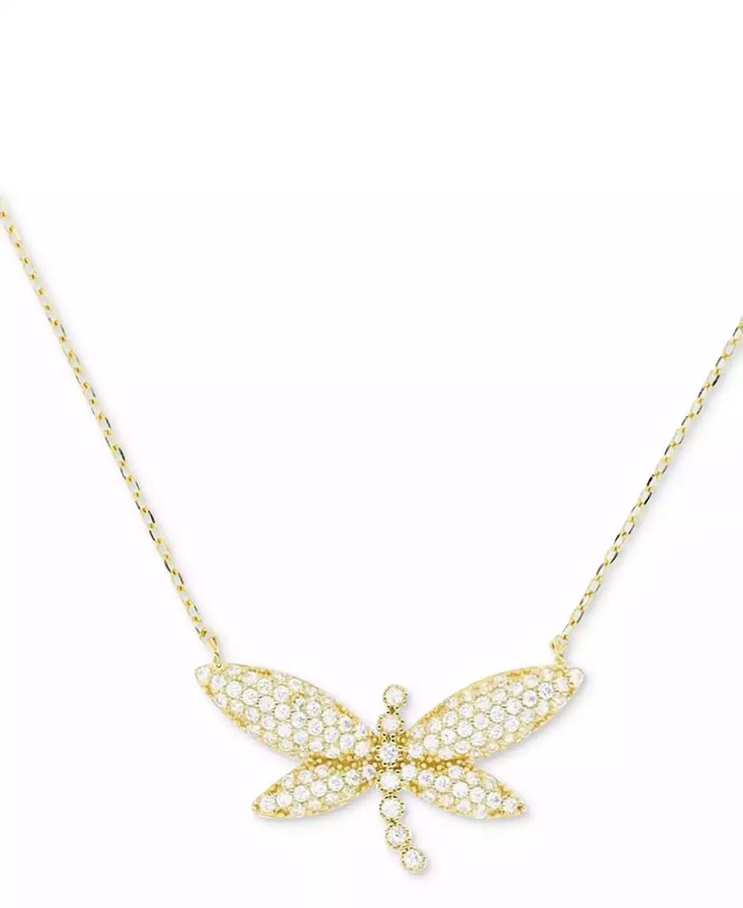 Macy
s Cubic Zirconia Pavé Dragonfly Pendant Necklace in 14k Gold-Plated Sterling Silver, 18" +2" extender