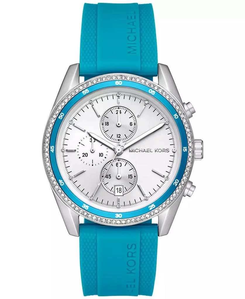 Michael Kors Women's Hadyn Chronograph Santorini Blue Silicone Watch 42mm 1