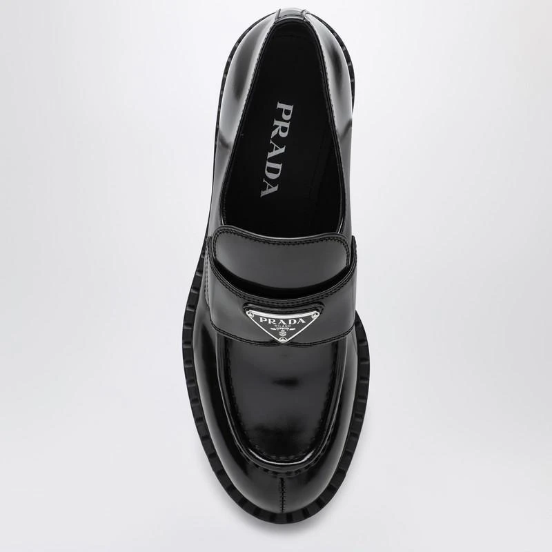 Prada Chocolate black brushed leather moccasins 3