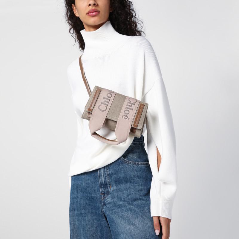 Chloé Woody beige/pink canvas waist bag