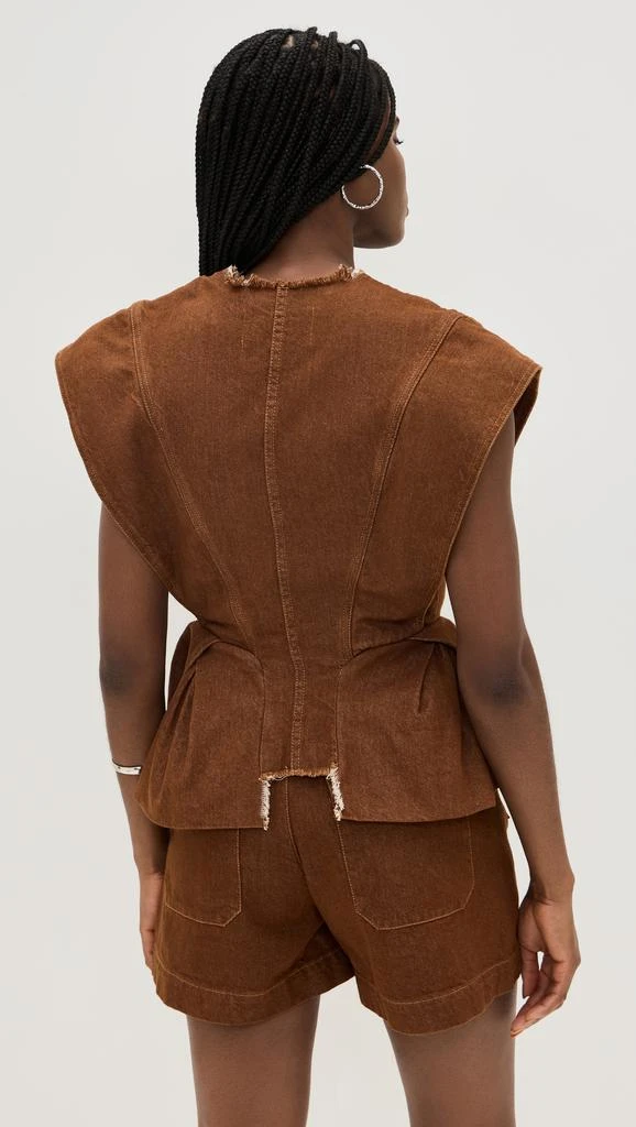 Marques Almeida Brown Denim Structure Shoulder Cinched Top 2