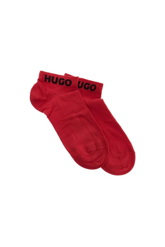 Hugo Boss men
s short socks 4 pairs cotton repeated logo black and red 3
