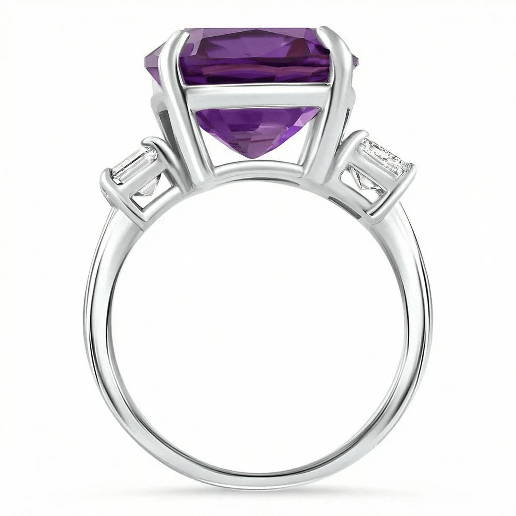Pompeii3 11.90Ct Cushion Amethyst
Emerald Cut Diamond Ring 14k White Gold Lab Grown Size: 7 2