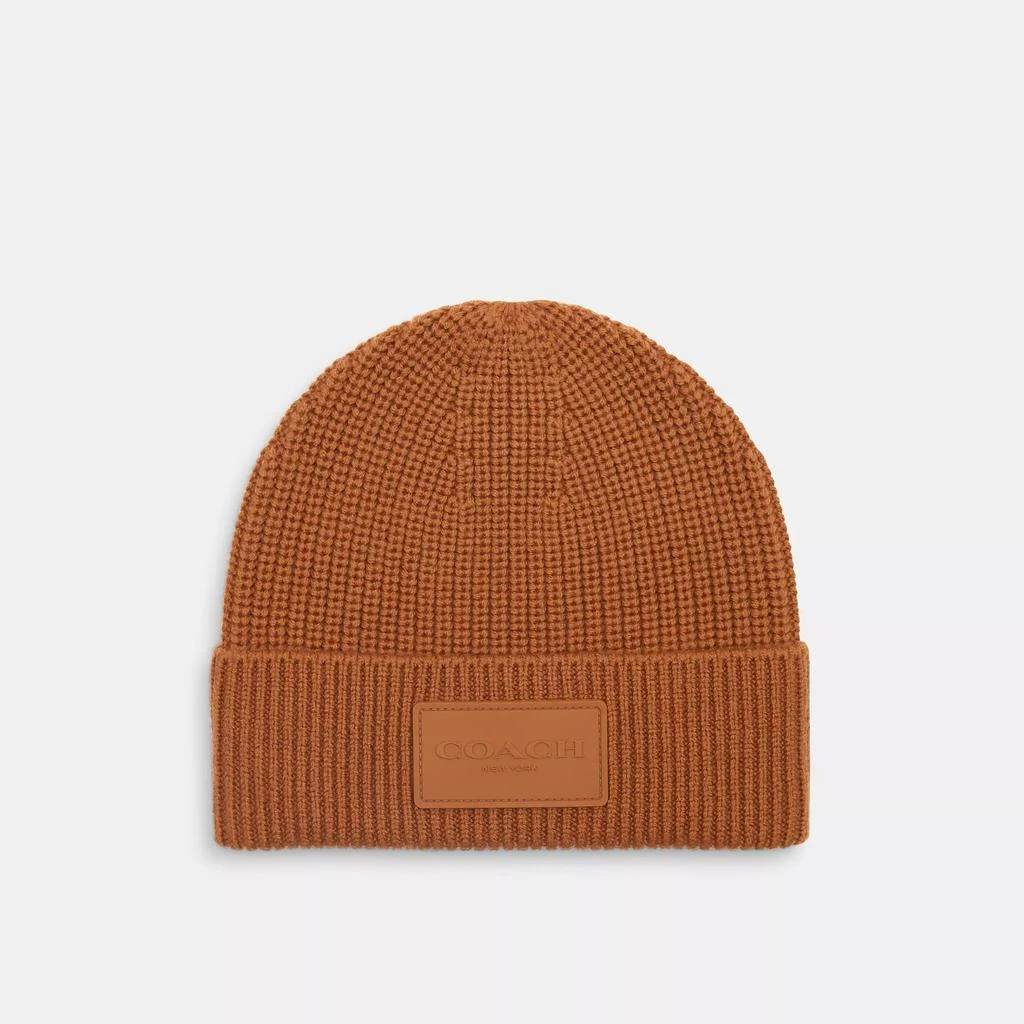 Coach Knit Beanie With Rubber Patch 1