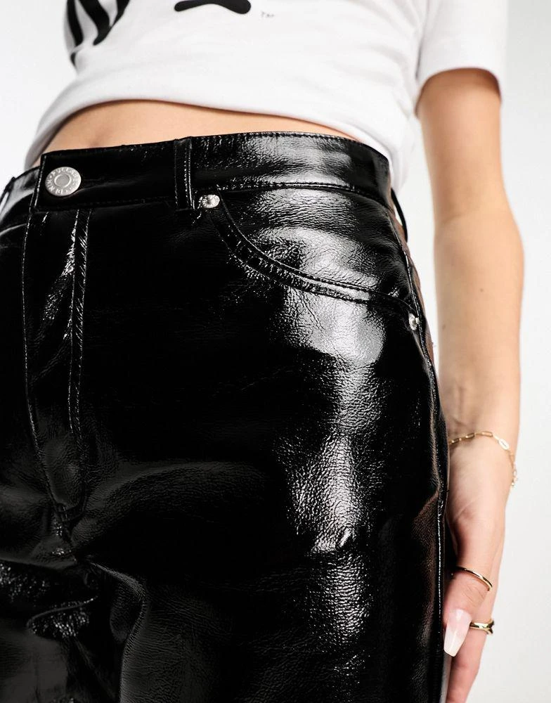 Pull&Bear Pull&Bear crackle finish vinyl trouser in black 2