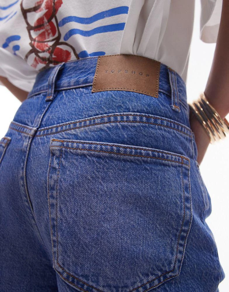 Topshop Topshop mid rise loose fit straight jeans in mid blue 5