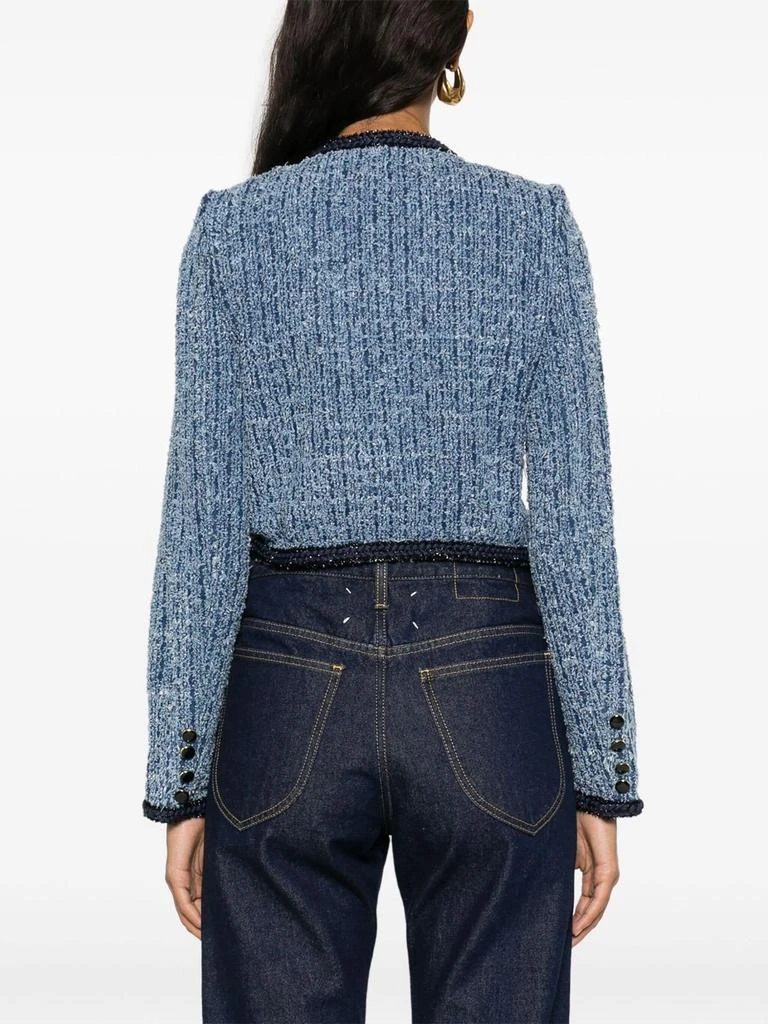 Self Portrait SELF-PORTRAIT RIPPED DENIM CROPPED JACKET 2