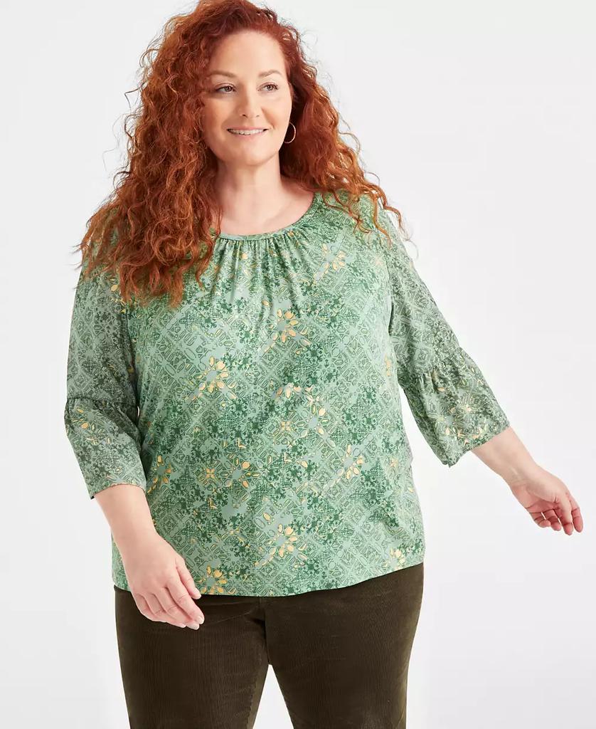 売れ筋商品|||スタイルアンドコー カットソー トップス レディース Plus Size Flutter-Sleeve Top, Exclusively at Macy's Aqua Swirl Style & Co Plus Size Flutter-Sleeve Top, Exclusively at