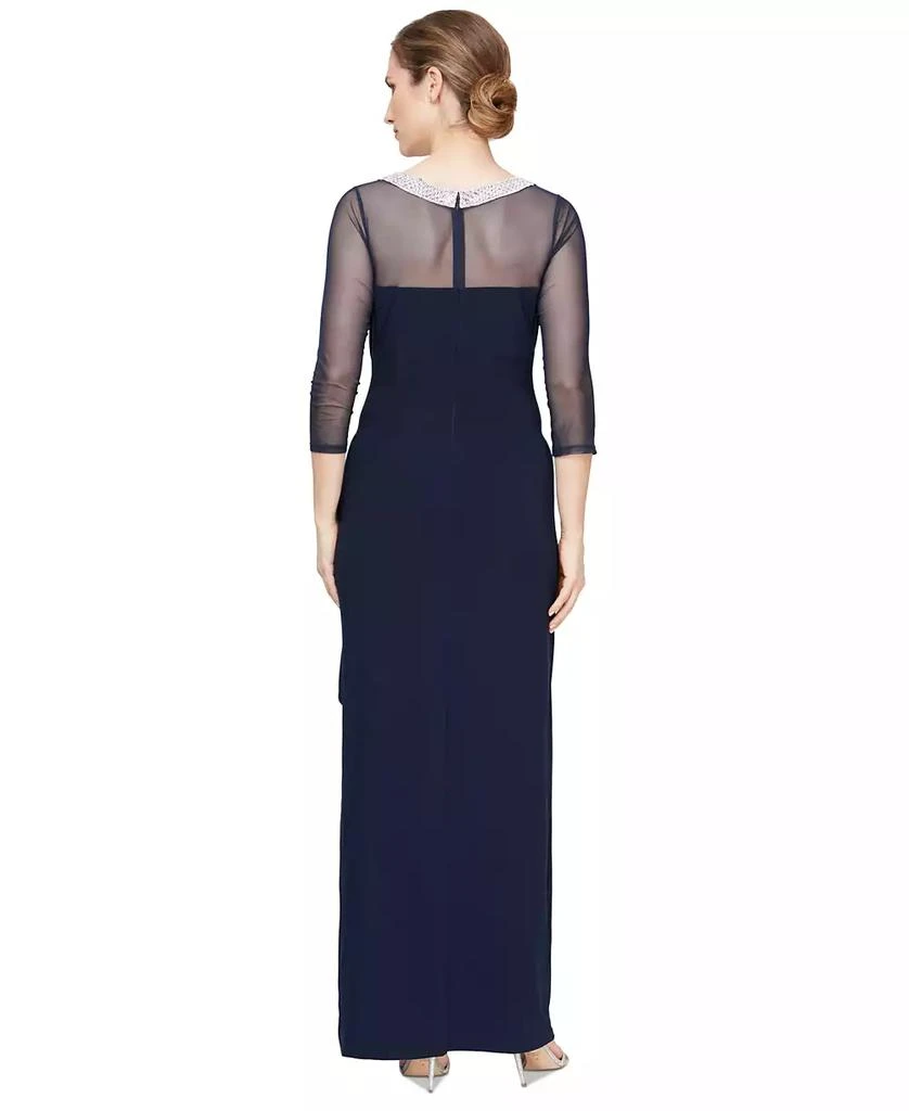Alex Evenings Petite 3/4-Sleeve Illusion Ruffled Gown 2
