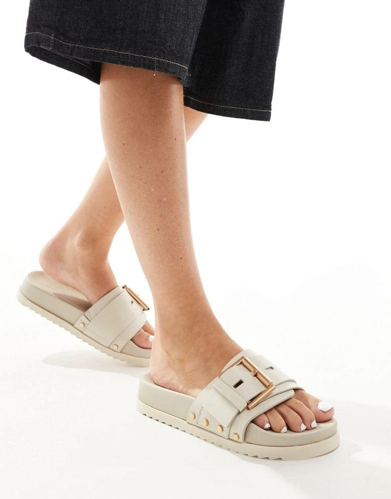 ALL SAINTS AllSaints Ellie leather stud sliders in off white 1