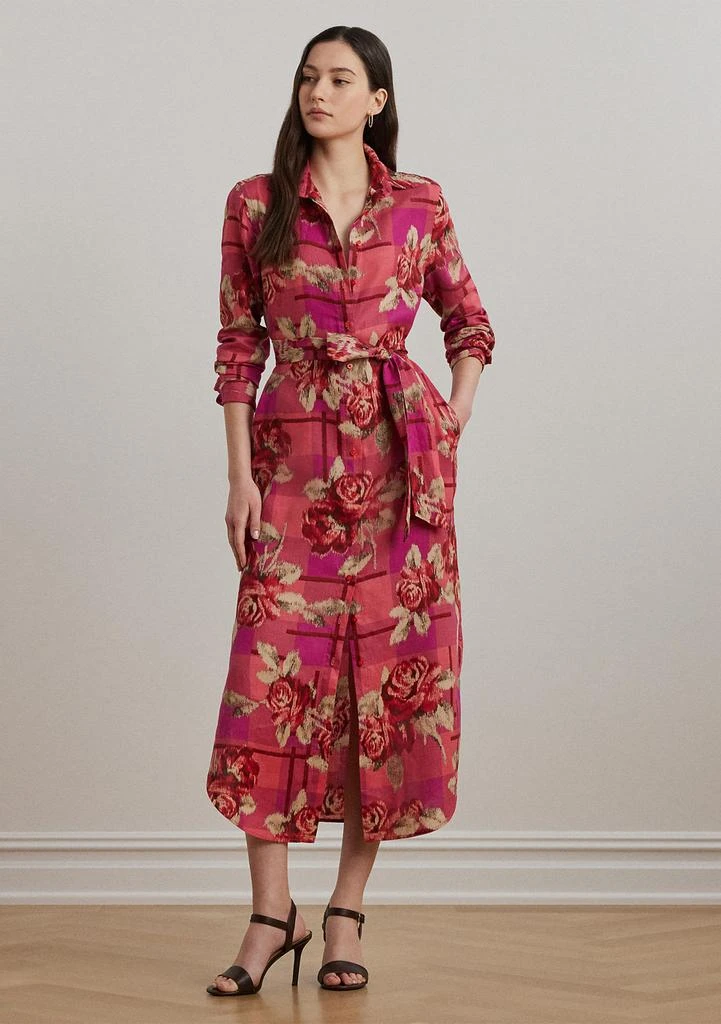 Ralph Lauren Women
s Floral Checked Linen Shirtdress