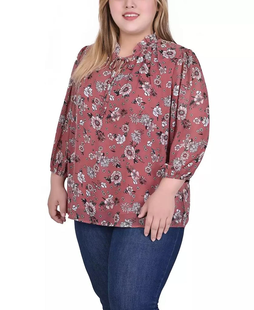 NY Collection Plus Size 3/4 Sleeve Chiffon Blouse 3