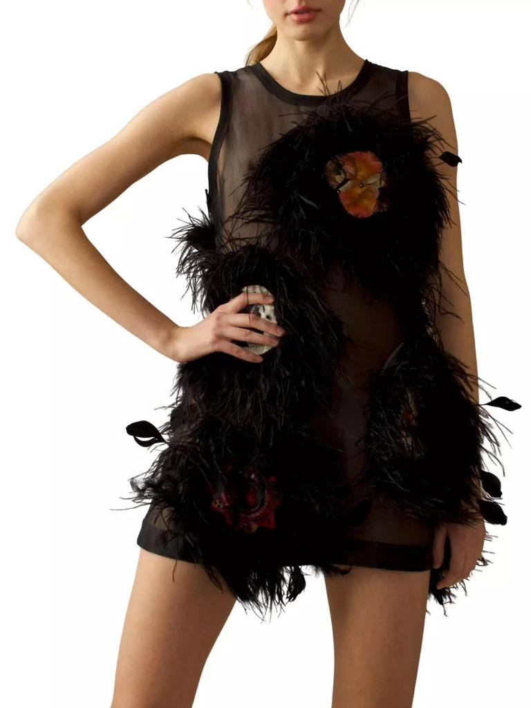 Cynthia Rowley Feather-Embellished Organza Minidress 5