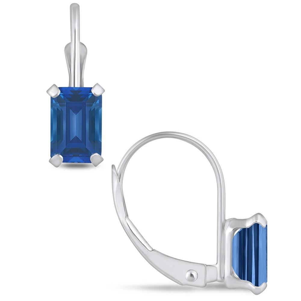 Macy's Gemstone Leverback Earrings in 10K White Gold