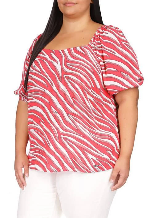 Michael Kors Michael Kors Plus Size Zebra Square Neck Top 1