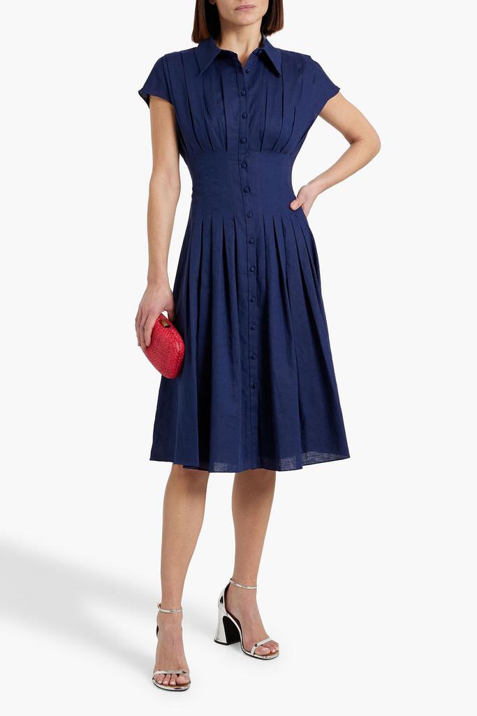 MIKAEL AGHAL Pleated cotton and linen-blend shirt dress