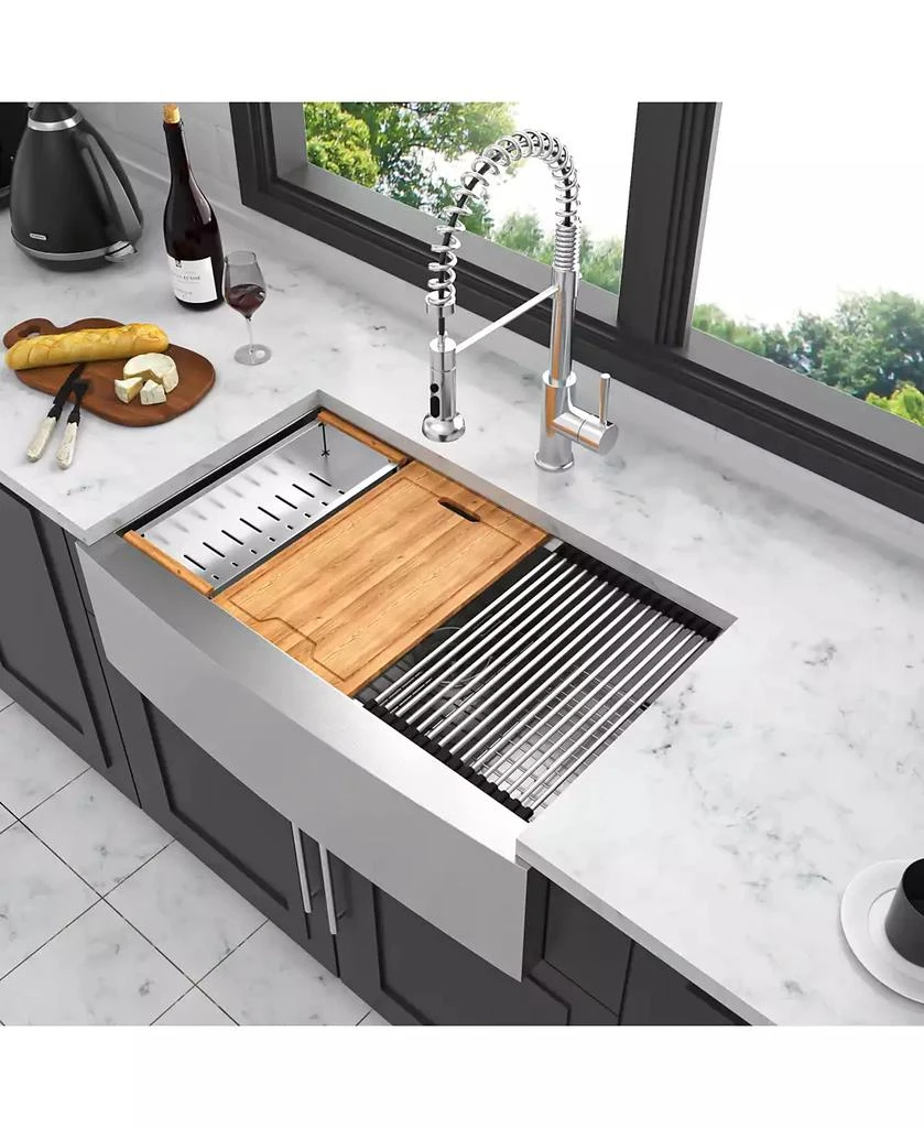 Flynama 30x22x10inch Stainless Steel Farmhouse Kitchen Sink Workstation Apron Front 16 Gauge 2