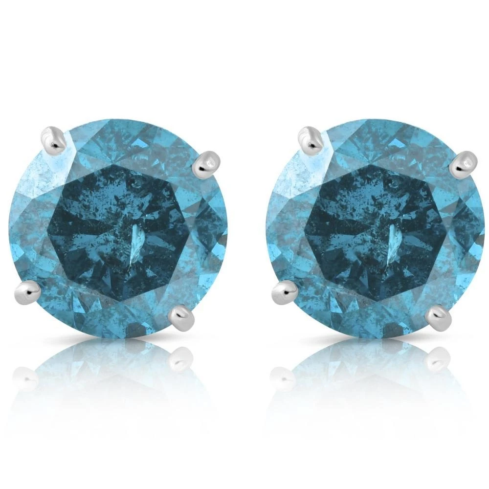 Pompeii3 1 5/8ct Blue Diamond Studs 14K White Gold Lab Grown