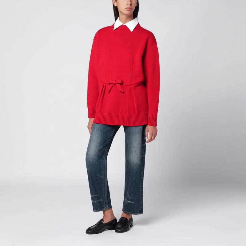 Prada Red wool sweater with bow 2