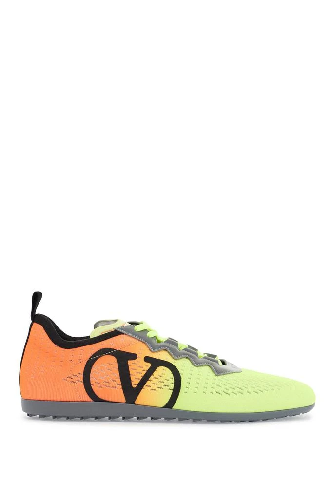 Valentino lime green and fluorescent orange sporty sneakers in cotton and pu bold design 1