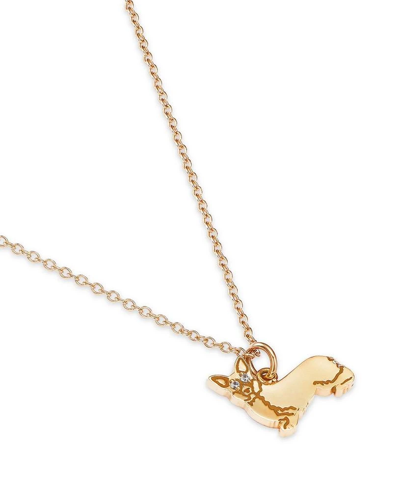 Moon & Meadow 14K Yellow Gold White Sapphire Corgi Pendant Necklace, 16-18" 3