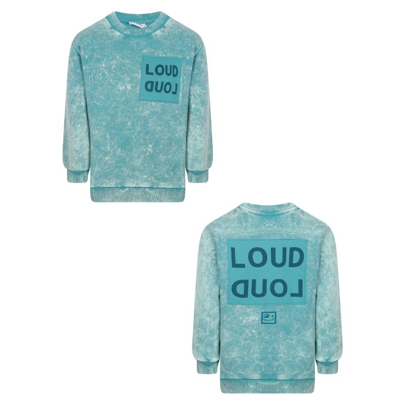 Loud Apparel Marbled tie dye print organic logo sweatshirt in blue