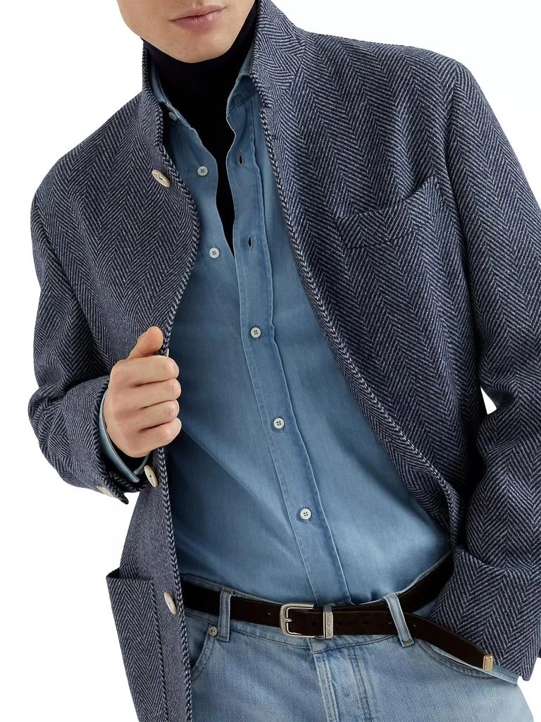 Brunello Cucinelli Chevron Blazer Style Outerwear Jacket 5