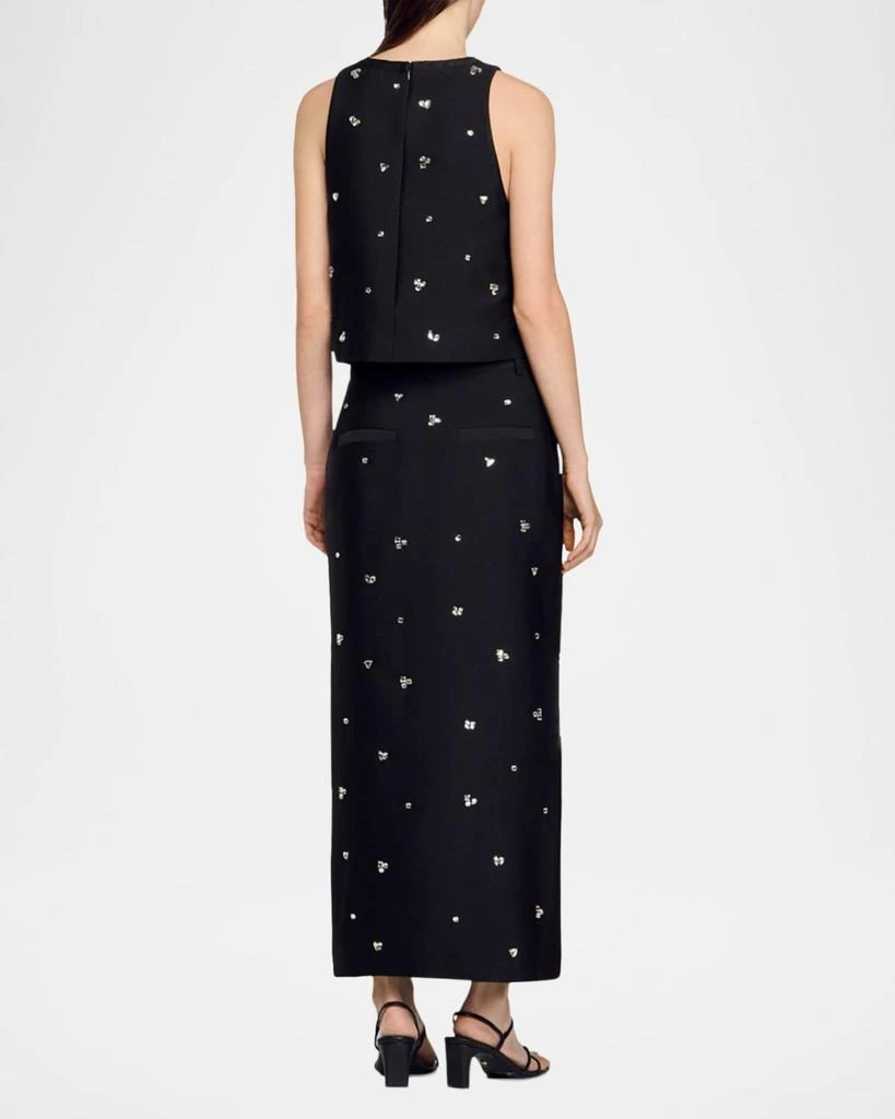 Sandro Storm Crystal Crop Silk Top 4