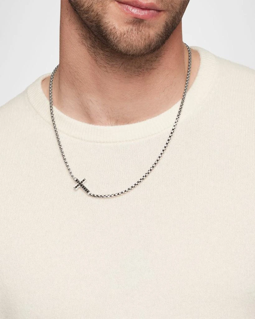 David Yurman Men's Streamline Cross Station Necklace in Silver with Black Diamonds, 3.6mm, 20"L 2