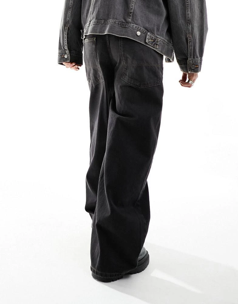 COLLUSION COLLUSION X003 wide leg jeans in washed black - BLACK 3