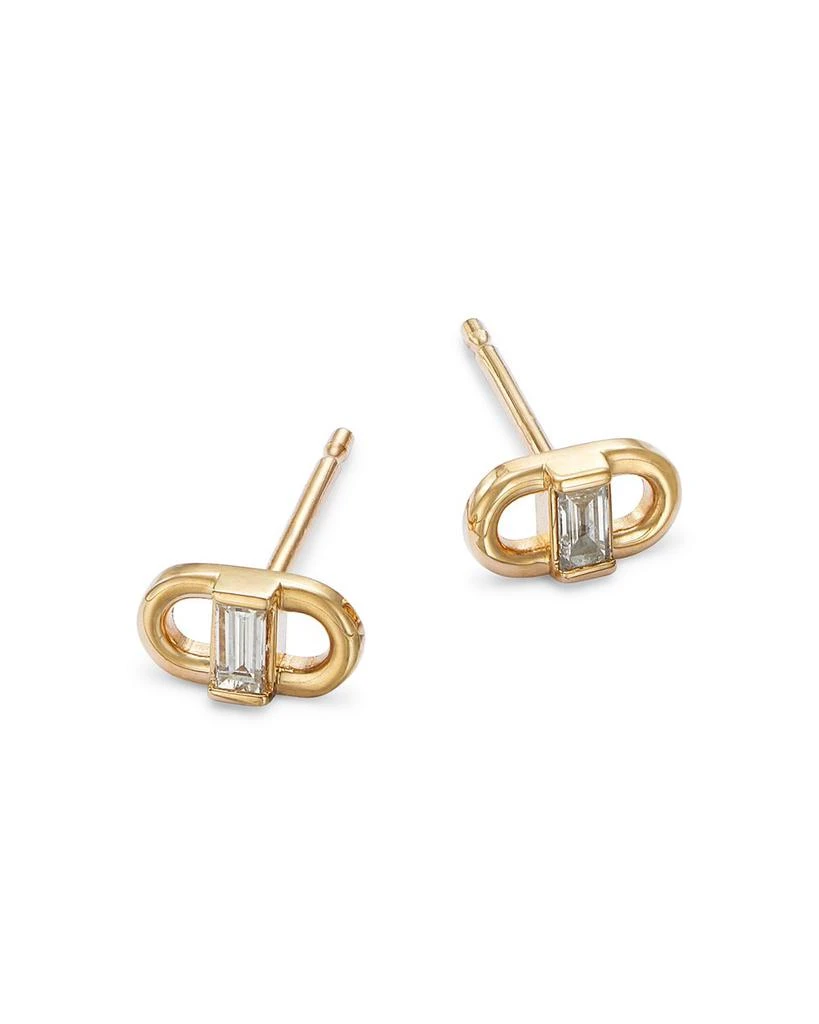 Zoe Chicco 14K Yellow Gold Baguette Diamonds Diamond Solitaire Open Link Stud Earrings, 0.12 tcw 3