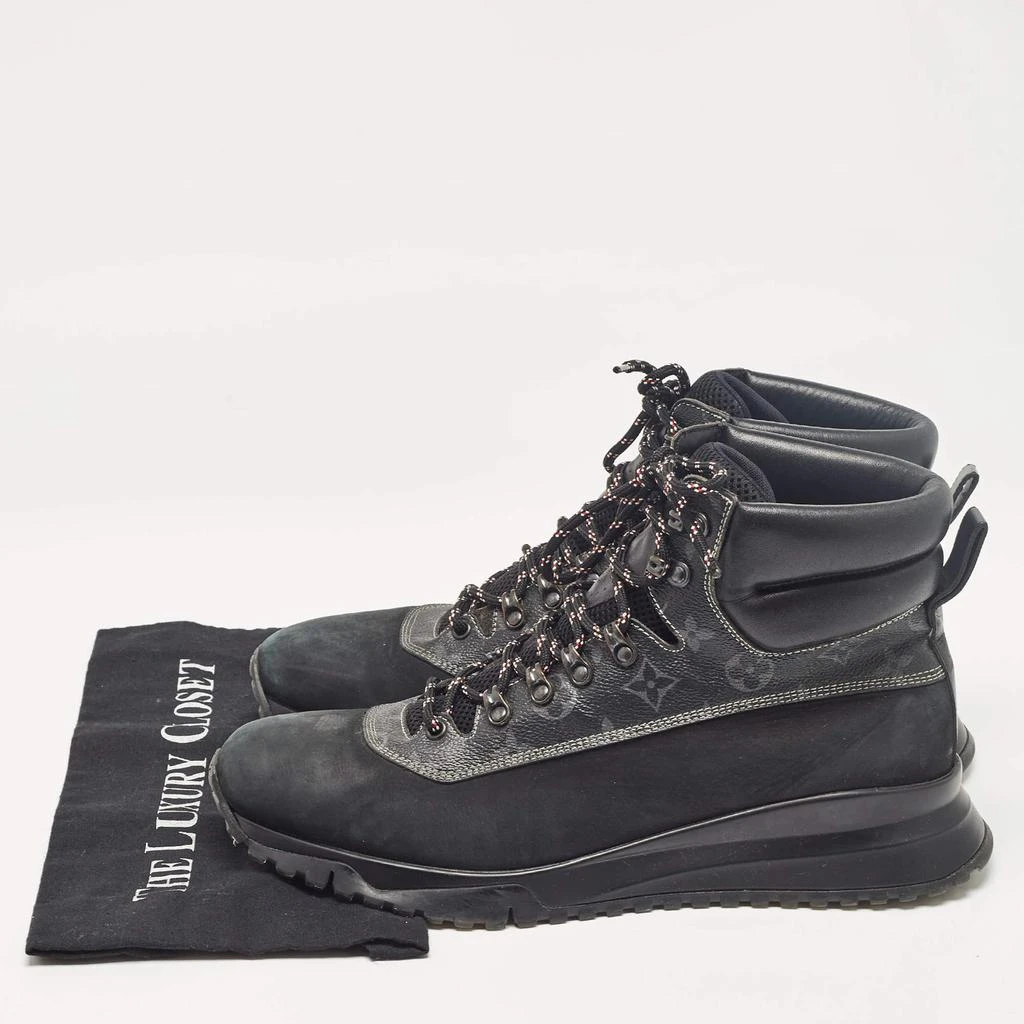 Louis Vuitton Louis Vuitton Black Monogram Canvas and Leather High Top Sneakers Size 45 9