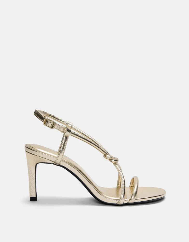 Pull&Bear Pull&Bear knotted high heel sandals in gold 4