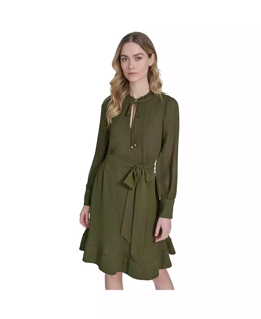 Eliza J Women's Solid-Color Pleated Chiffon Tie-Belt Dress 4