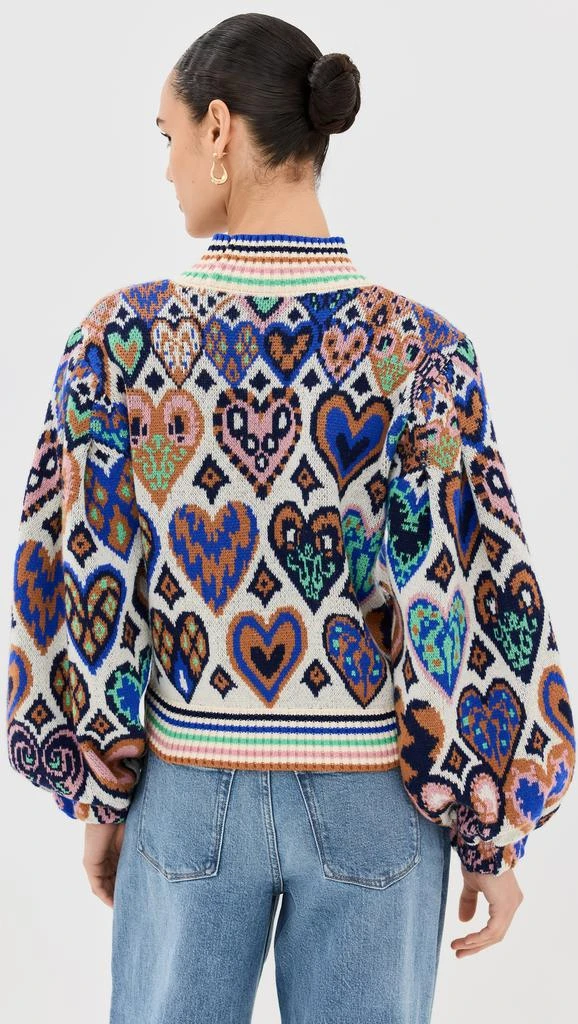 Farm Rio Hearts Ikat Cream Knit Sweater 2