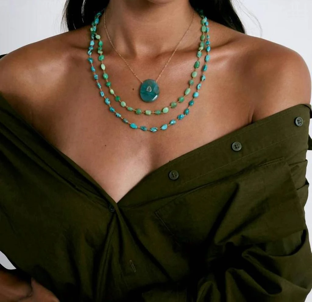 Chan Luu Women's Stone Nugget Necklace In Turquoise 2