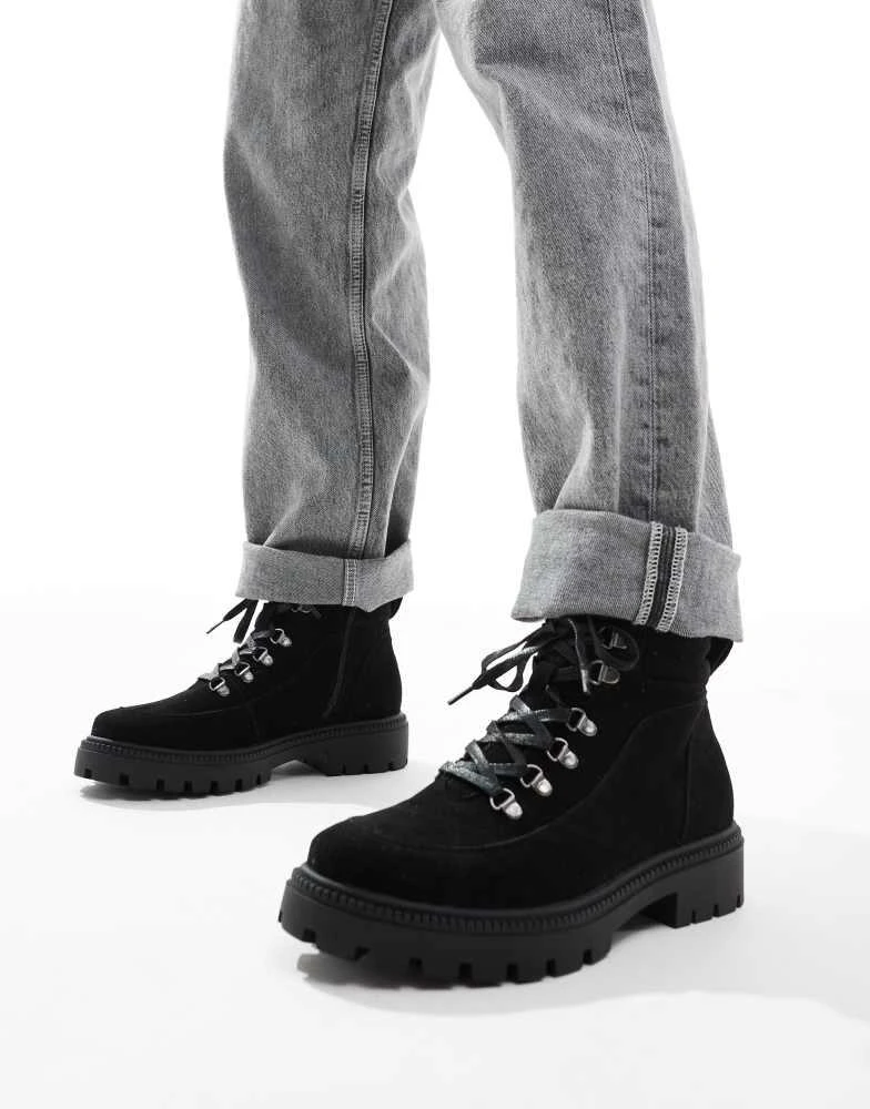 ASOS ASOS DESIGN lace up hiker boots in black 2
