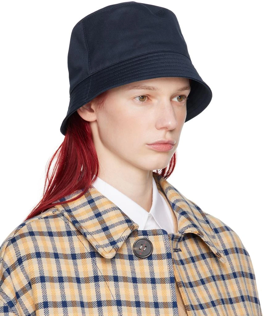 Marni Navy Bio Gabardine Embroidered Logo Bucket Hat 2