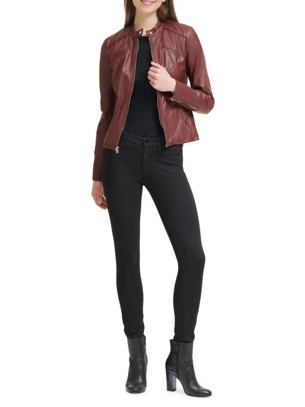 GUESS Band Collar Faux Leather Jacket 5