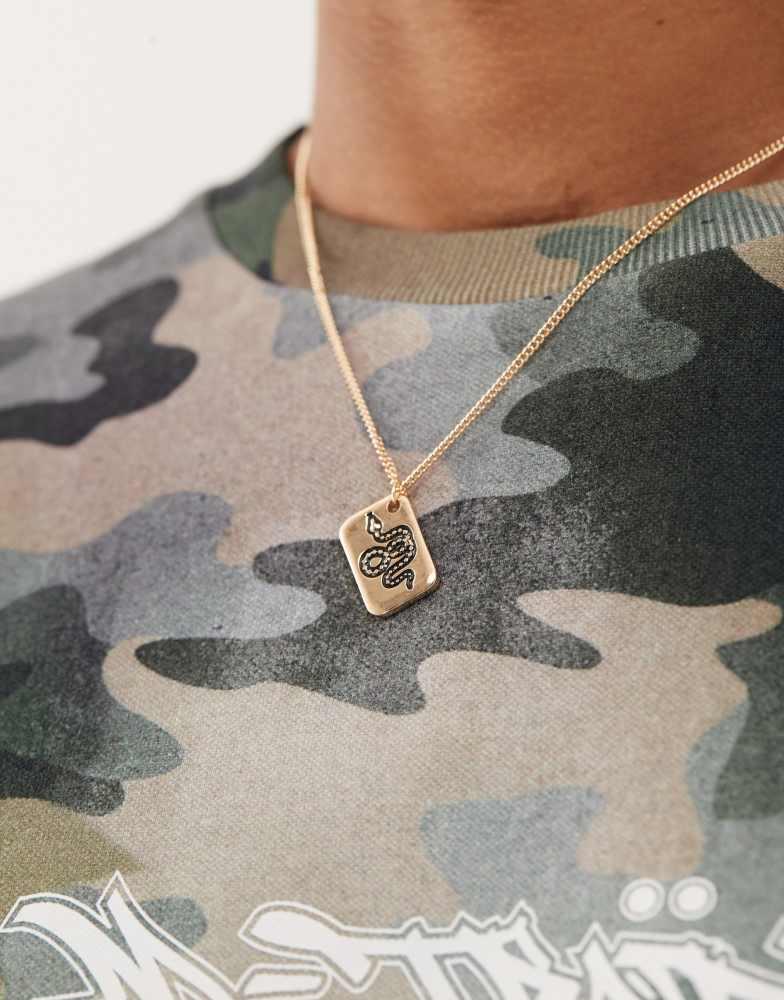 CLASSICS 77 Classics 77 chain necklace with snake tag pendant in gold