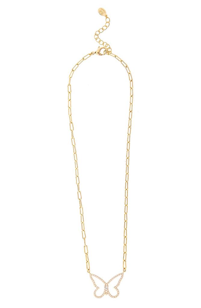 Rivka Friedman 18K Gold Plated CZ Butterfly Pendant Necklace