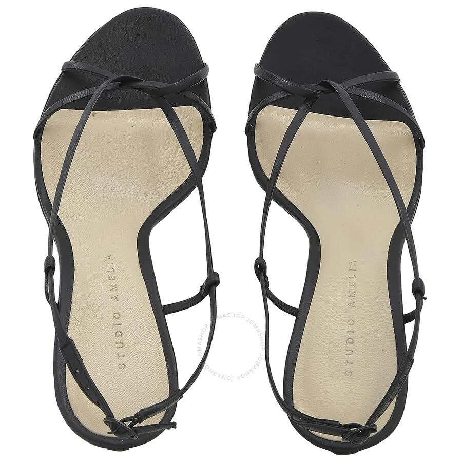 Studio Amelia Open Box - Studio Amelia Black Entwined 70 Leather Slingback Sandals 3