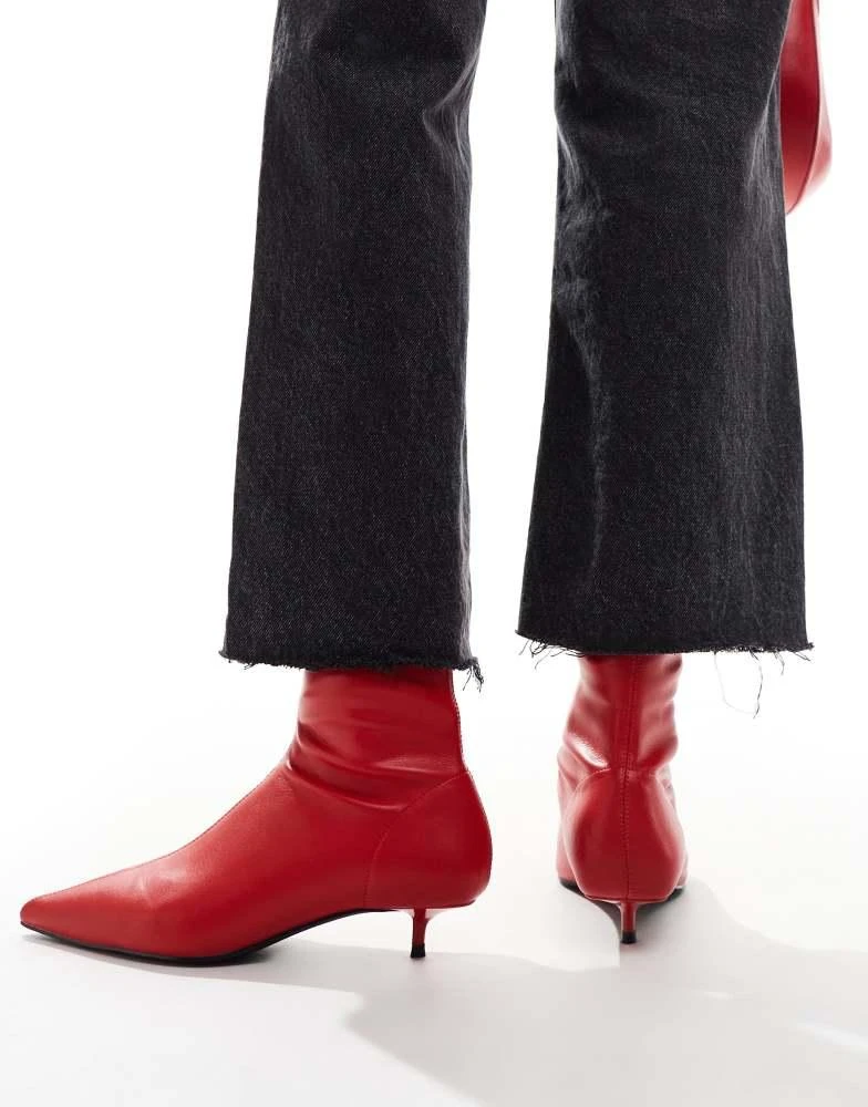 ASOS ASOS DESIGN Rhiannon extreme kitten heel sock boots in red 1