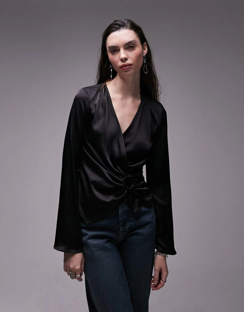 Topshop Topshop ring detail top in black 1