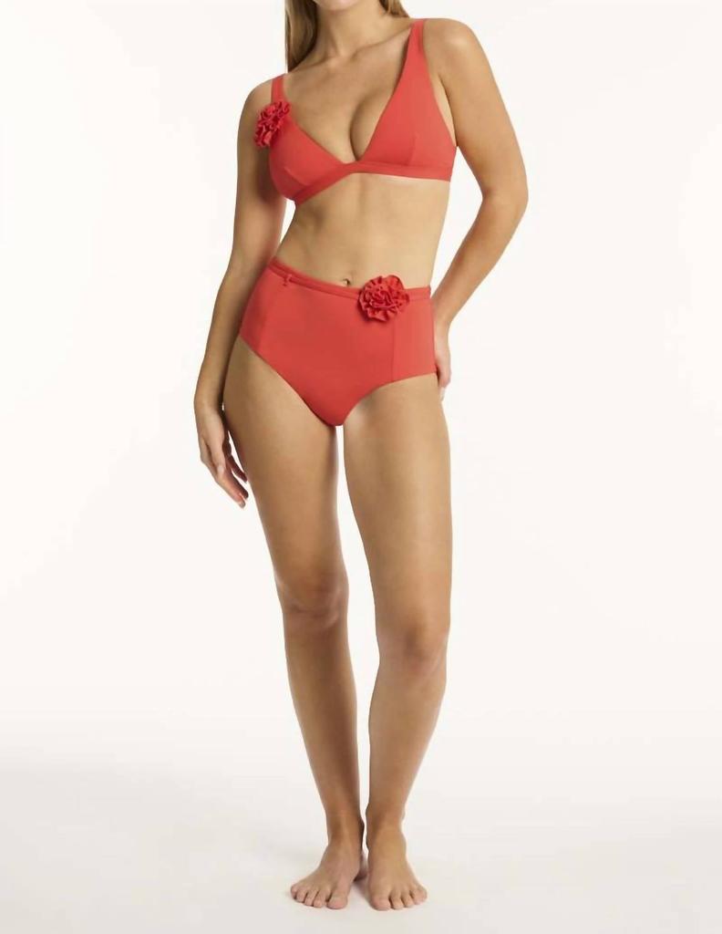 Sea Level Australia Women's Casa Del Mar Longline Triangle Top In Flame
