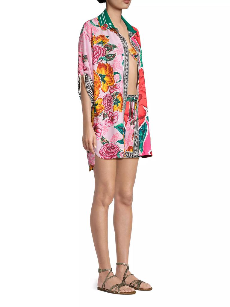 Agua Bendita Fiorever Chrissy Floral Three-Quarter Sleeve Top