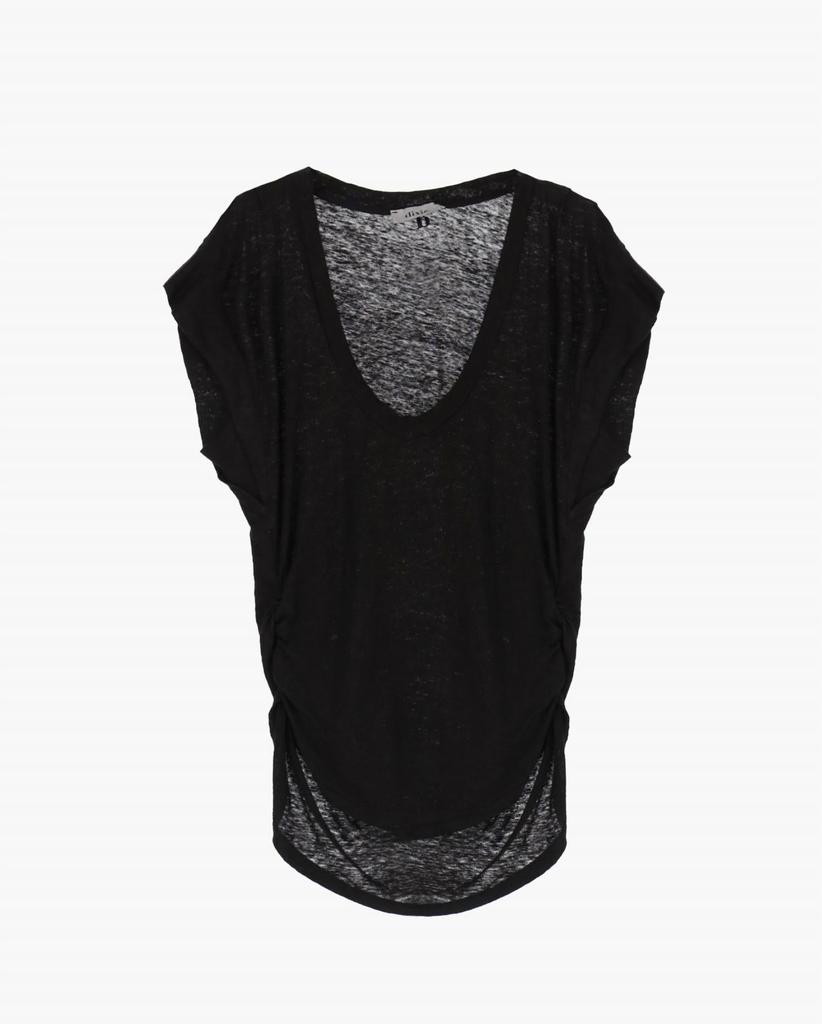 DIXIE Women's Ruched V Neck Tee In Black