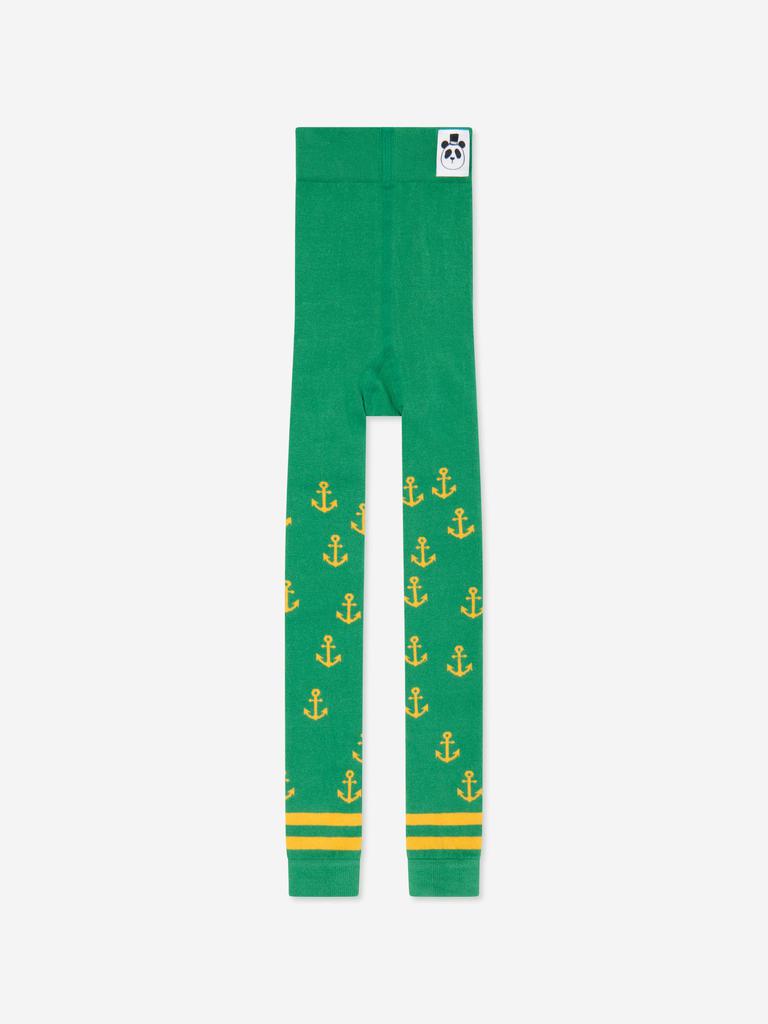 Mini Rodini Mini Rodini Girls Anchor Print Leggings in Green