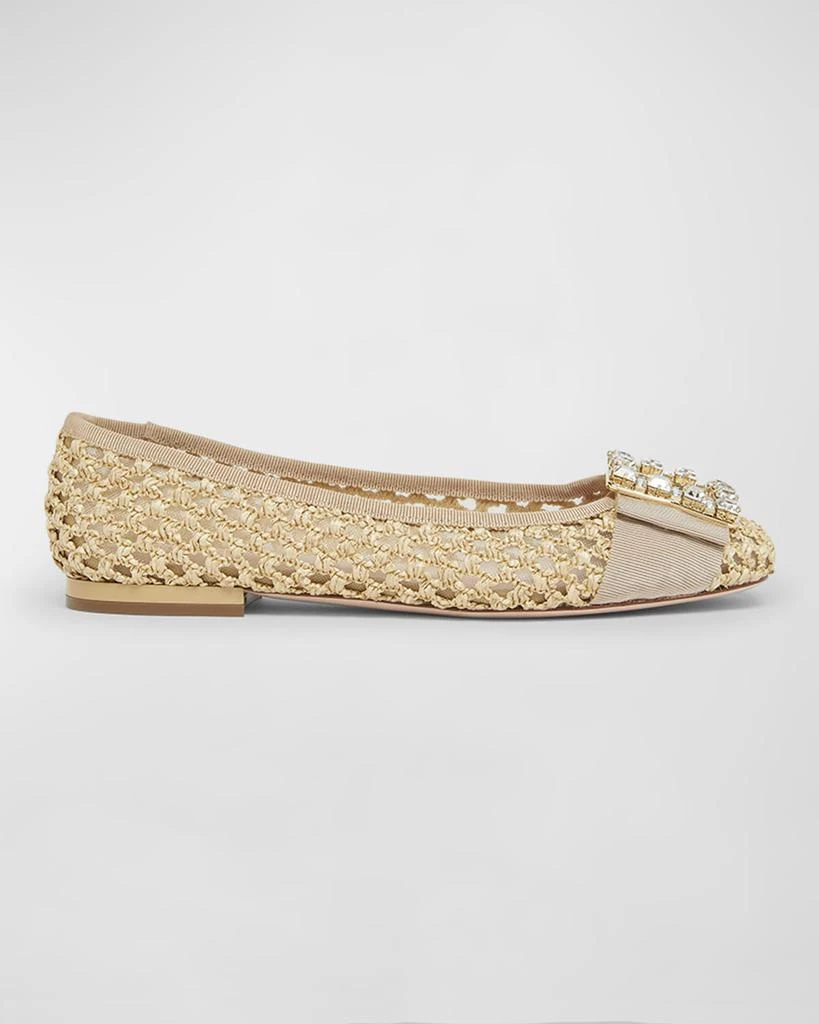 Roger Vivier Tres Vivier Raffia Strass Ballerina Flats 1
