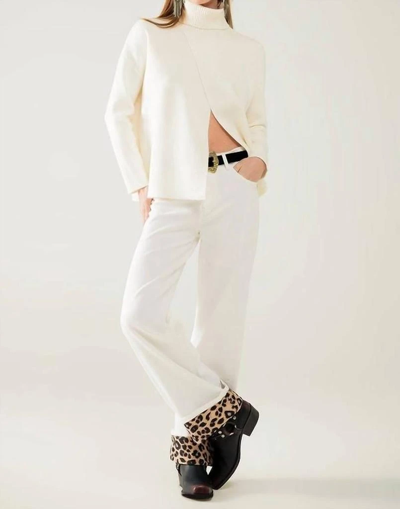 Q2 Q2 - Wide Leg Pants With Leopard Print Cuff 3